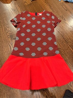 Little Marc Jacobs Red & Black Striped Polka-Dot Drop-Waist Dress